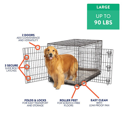 Top Paw® Double Door Folding Wire Dog Crate with Divider Panel