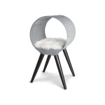 Whisker City® 40-in Faux Fur Posh Pad Cat Stand Chair, Grey & Black