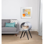 Whisker City® 40-in Faux Fur Posh Pad Cat Stand Chair, Grey & Black