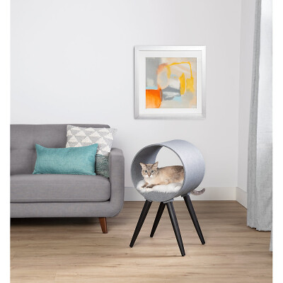 Whisker City® 40-in Faux Fur Posh Pad Cat Stand Chair, Grey & Black